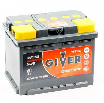 Аккумулятор GIVER 60Ah 500 A ОП HYBRID