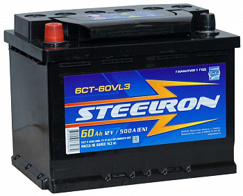 Аккумулятор STEELRON 60 Ач 500 A ПП
