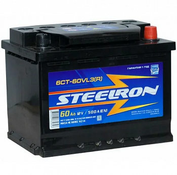 Аккумулятор STEELRON 60 Ач 500 A ОП